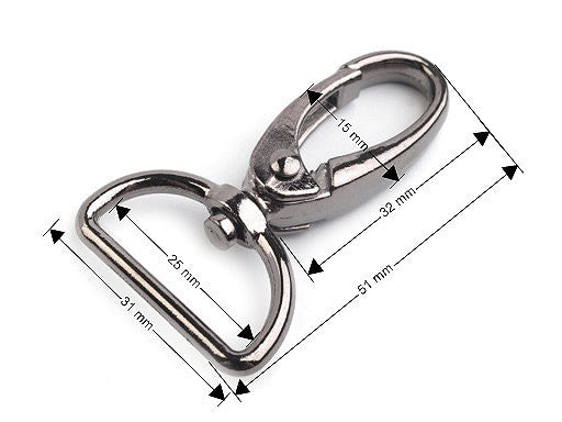 Mousqueton métallique pour sangle de 25 mm