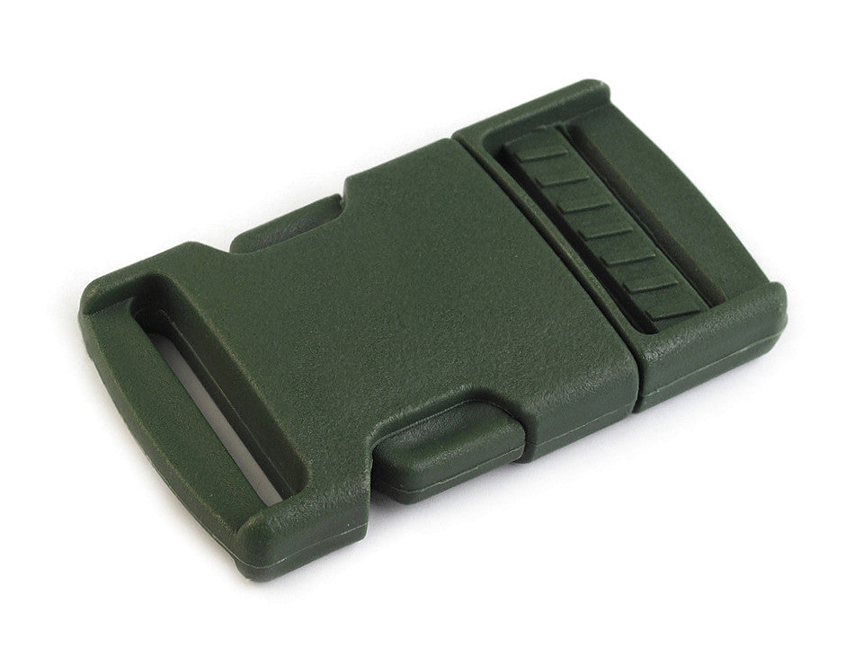 Boucle à déclenchement latéral en plastique avec réglage de sangle, largeur 25 mm
