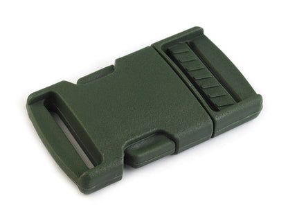Boucle à déclenchement latéral en plastique avec réglage de sangle, largeur 25 mm