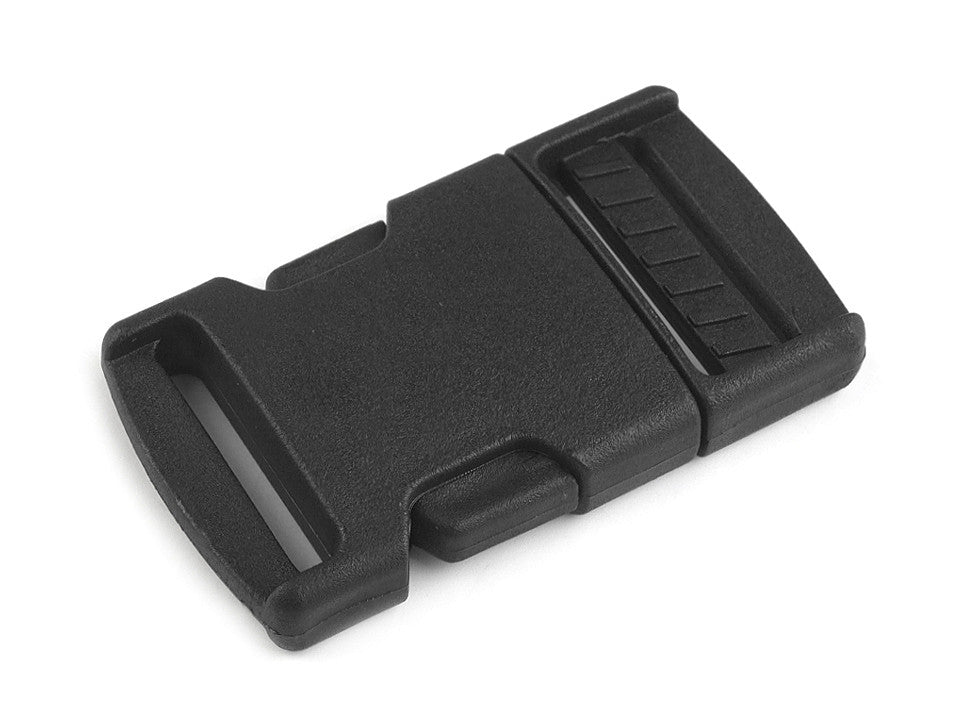 Boucle à déclenchement latéral en plastique avec réglage de sangle, largeur 25 mm
