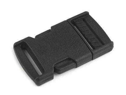 Boucle à déclenchement latéral en plastique avec réglage de sangle, largeur 25 mm