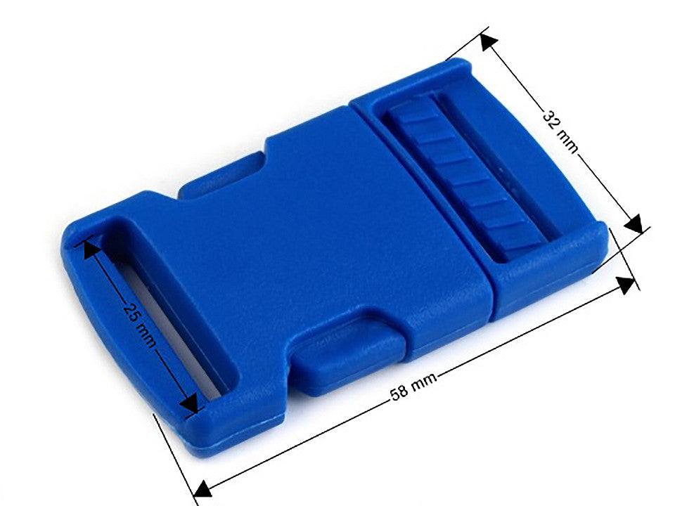 Boucle à déclenchement latéral en plastique avec réglage de sangle, largeur 25 mm
