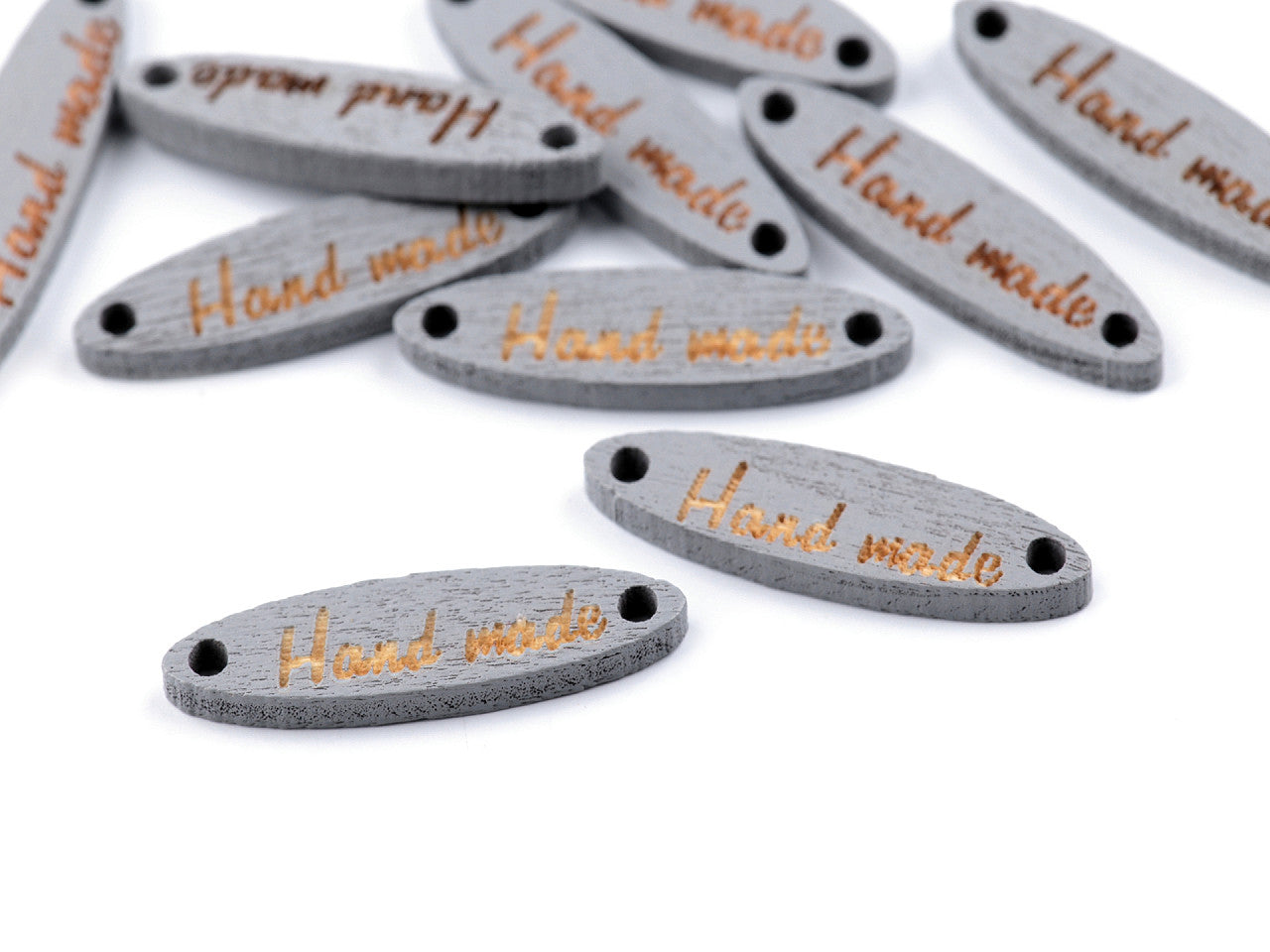 Étiquette en bois « Hand made », 6 x 27 mm - 100pc