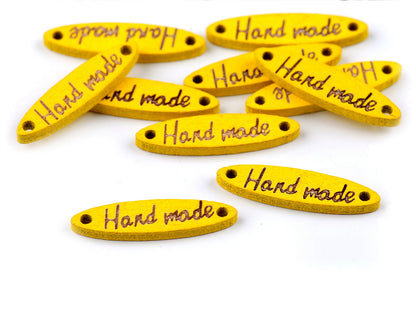 Étiquette en bois « Hand made », 6 x 27 mm - 100pc