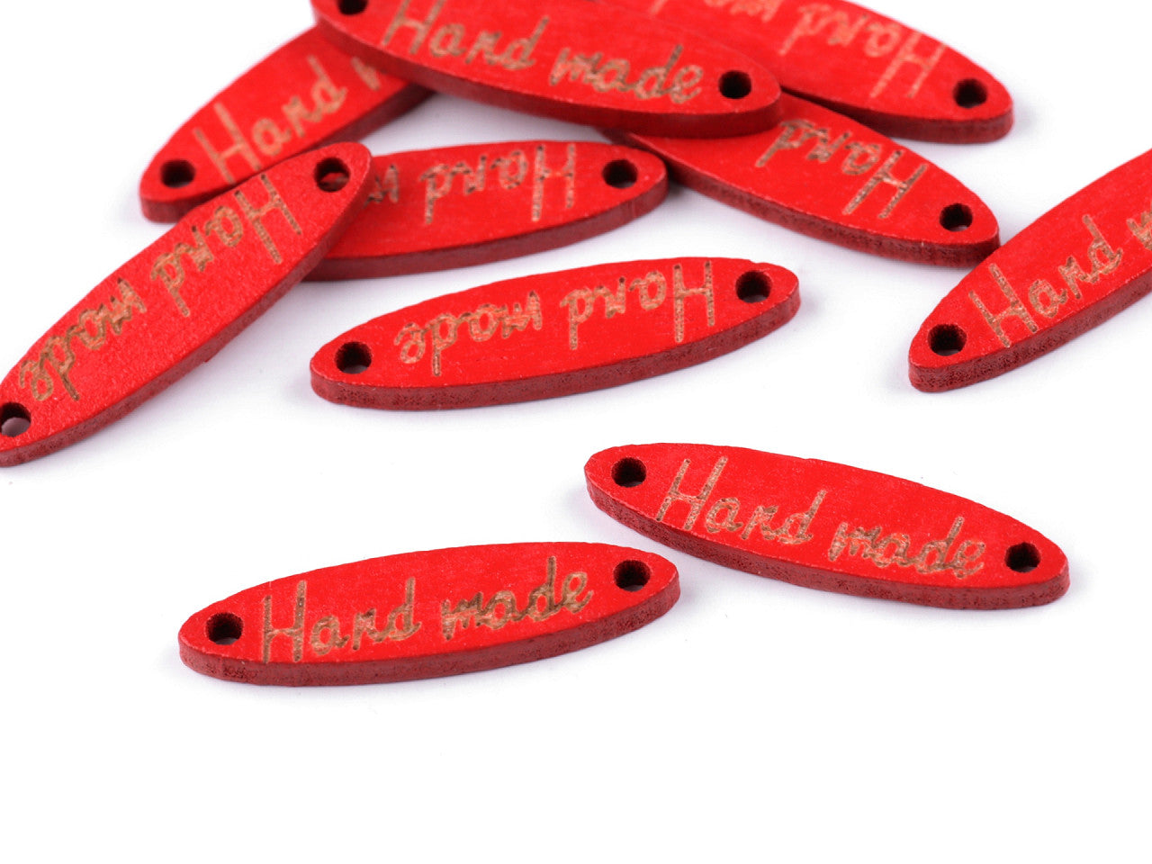 Étiquette en bois « Hand made », 6 x 27 mm - 100pc