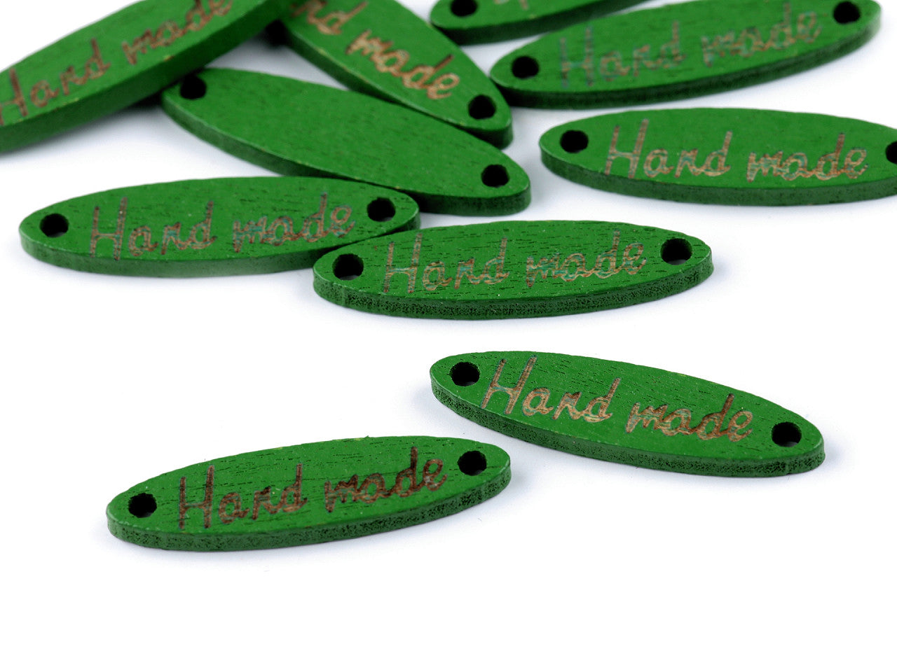 Étiquette en bois « Hand made », 6 x 27 mm - 100pc