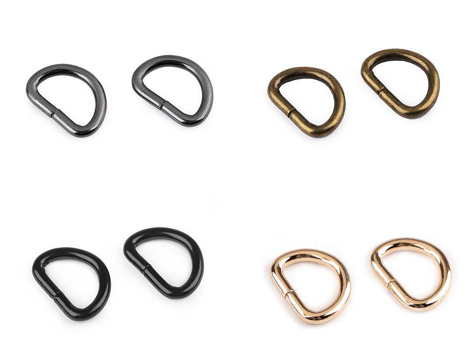 Anneau en D, largeur 15 mm - 10pc