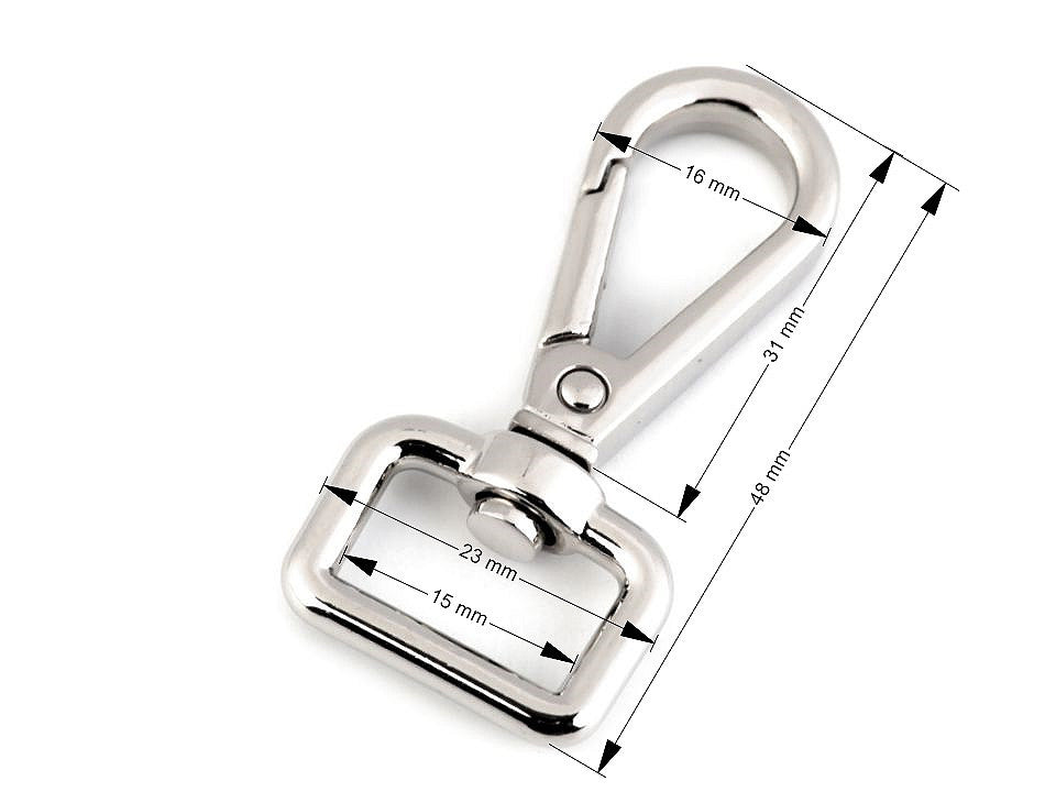 Mousqueton métallique pour sangle de 15 mm