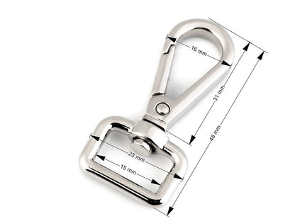 Mousqueton métallique pour sangle de 15 mm
