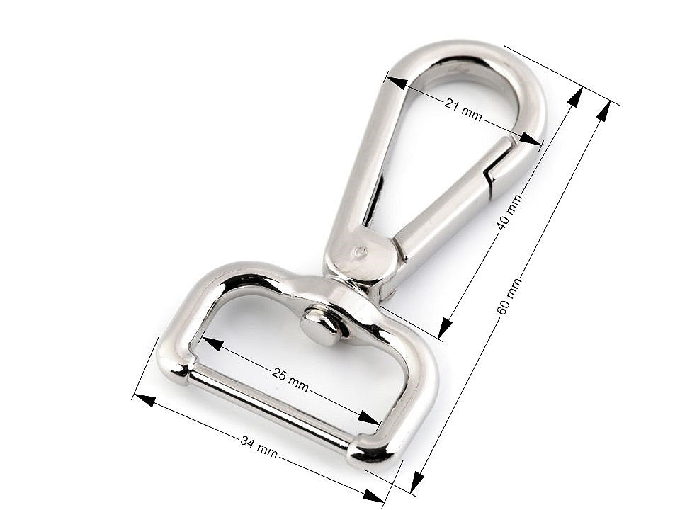 Mousqueton métallique pour sangle de 25 mm