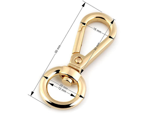 Mousqueton métallique pour sangle de 12 mm