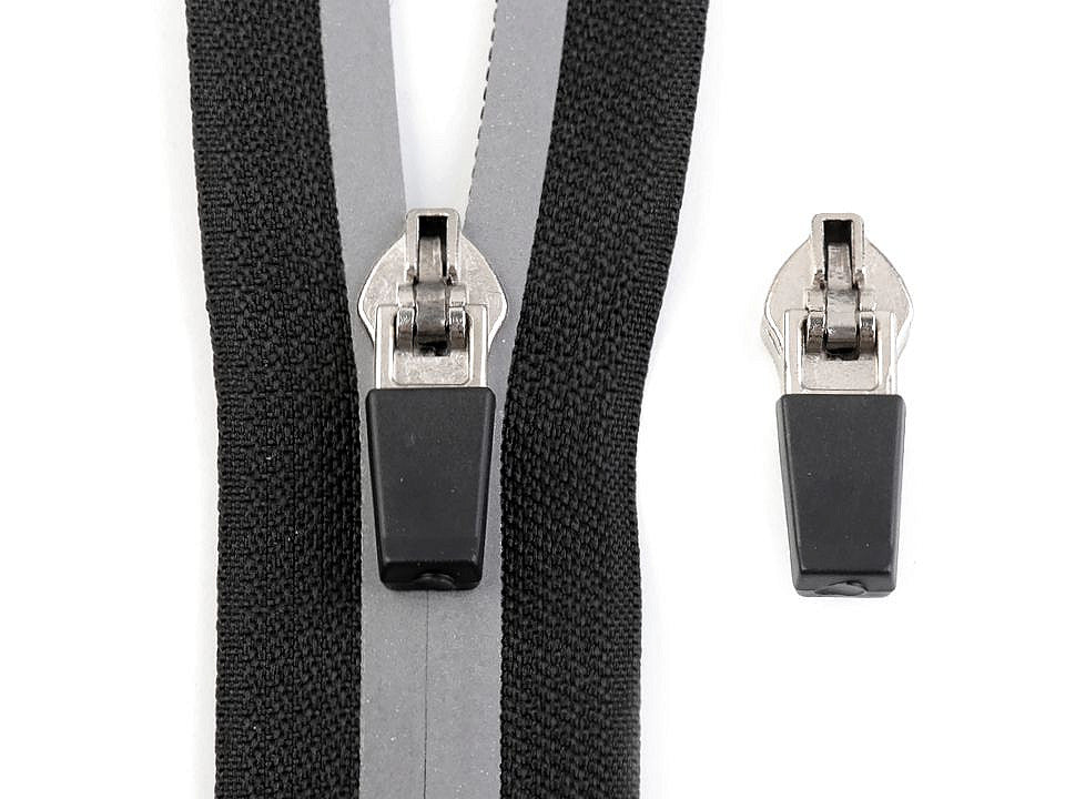 Glissière pour fermeture Éclair réfléchissante en nylon, n<sup>o</sup> 5, verrouillage automatique - 5pc