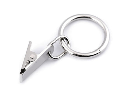 Pinces à rideaux métalliques avec anneaux, Ø 25 mm - 20pc