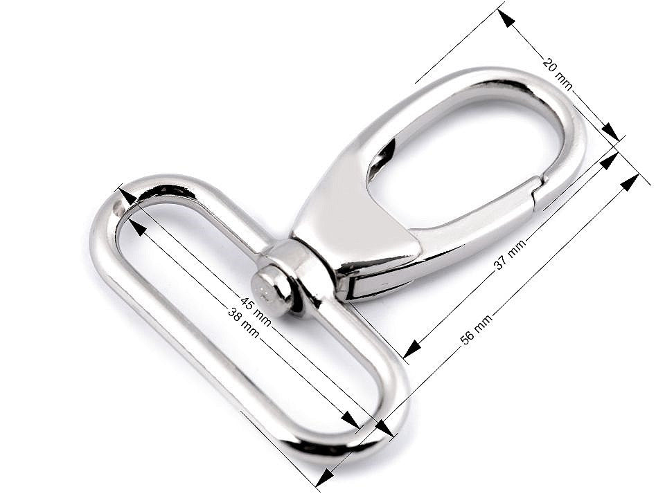 Mousqueton métallique pour sangle de 38 mm