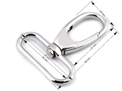 Mousqueton métallique pour sangle de 38 mm