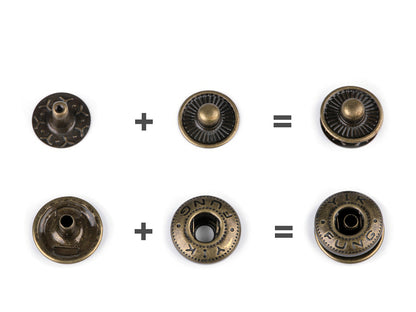 Boutons pression, Ø 12 mm, pour tissus moyennement épais - 50set