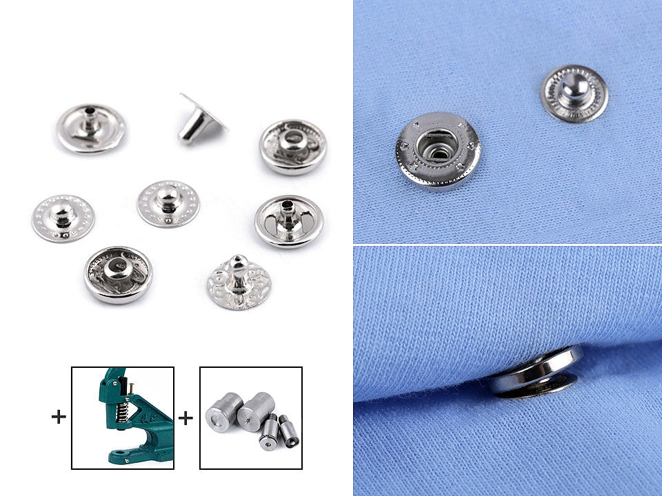 Boutons pression, Ø 12 mm, pour tissus moyennement épais - 50set