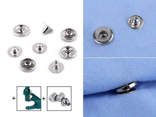 Boutons pression, Ø 12 mm, pour tissus moyennement épais - 50set