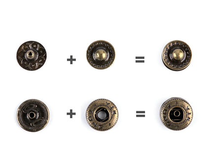 Boutons pression, Ø 10 mm, pour tissus moyennement épais - 50set