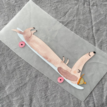 Hannahs Firlefanz - Motif teckel sur skateboard à repasser