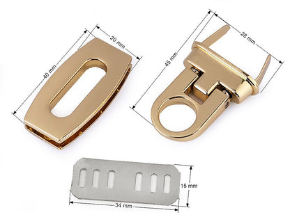 Set de verrouillage pour sac à main, 20 x 40 mm - 1set