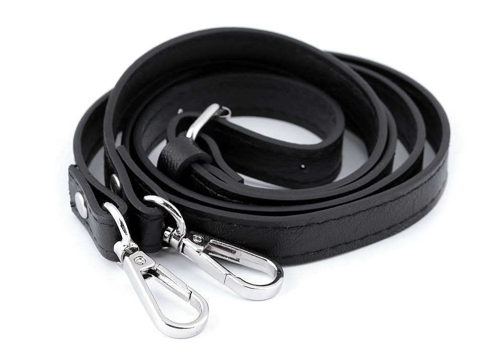 Longue sangle en éco-cuir pour sac à main, avec mousquetons, largeur 1,5 cm