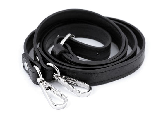 Longue sangle en éco-cuir pour sac à main, avec mousquetons, largeur 1,5 cm