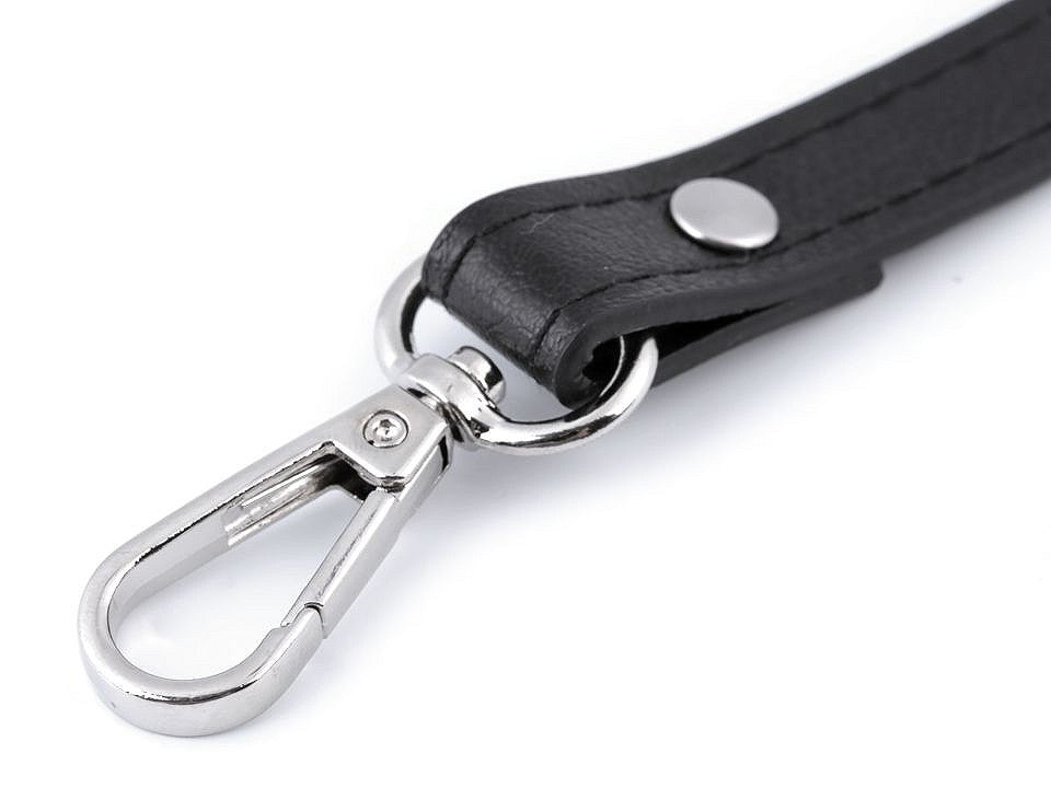 Longue sangle en éco-cuir pour sac à main, avec mousquetons, largeur 1,5 cm