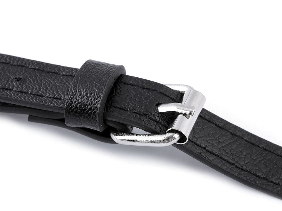 Longue sangle en éco-cuir pour sac à main, avec mousquetons, largeur 1,5 cm