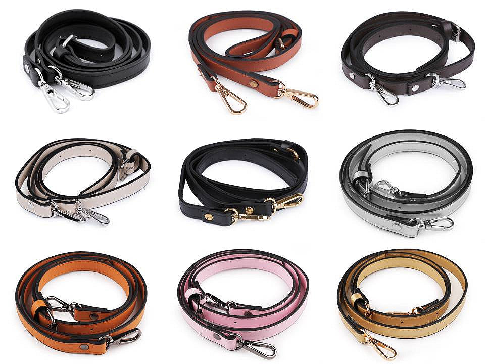 Longue sangle en éco-cuir pour sac à main, avec mousquetons, largeur 1,5 cm