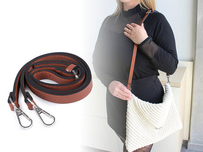 Longue sangle en éco-cuir pour sac à main, avec mousquetons, largeur 1,5 cm
