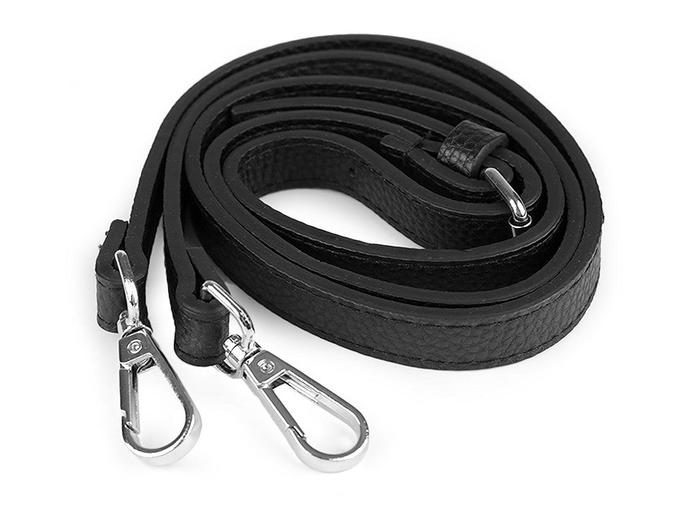 Longue sangle en éco-cuir pour sac à main, avec mousquetons, largeur 1,5 cm