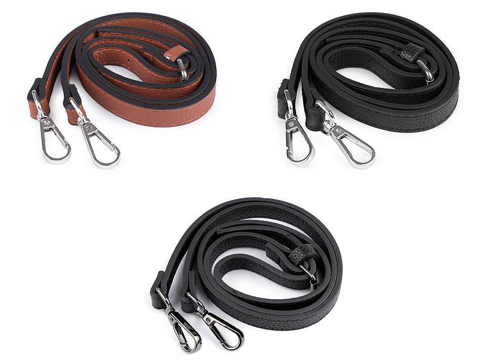 Longue sangle en éco-cuir pour sac à main, avec mousquetons, largeur 1,5 cm