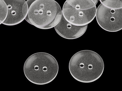 Boutons transparents, tailles 15,2mm et 17,7mm, lavables jusqu'à 95 °C - 200pc