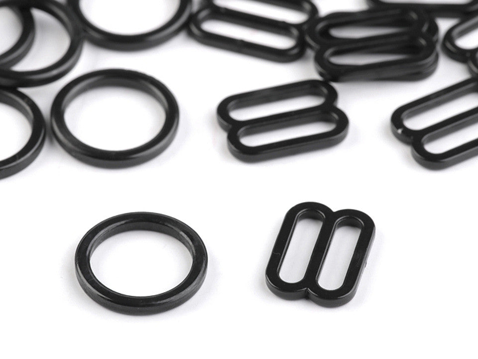 Anneau ajusteur et glissière en plastique pour bretelles de soutien-gorge, largeur 12 mm