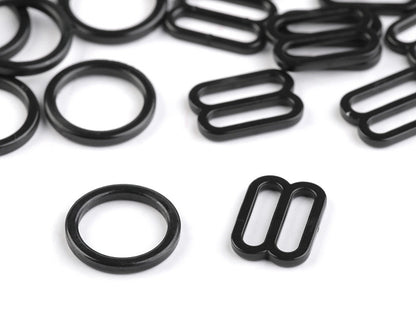Anneau ajusteur et glissière en plastique pour bretelles de soutien-gorge, largeur 12 mm