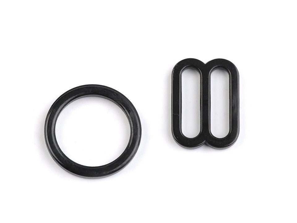 Anneau ajusteur et glissière en plastique pour bretelles de soutien-gorge, largeur 12 mm