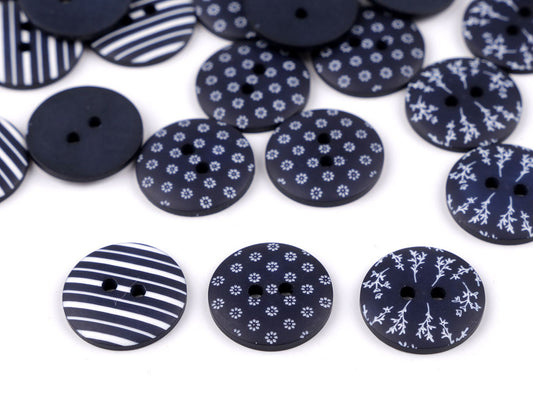 Bouton avec imprimé bleu taille 17,7mm