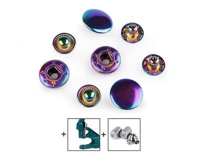 Boutons pression, Ø 15 mm, pour tissus moyennement épais, arc-en-ciel - 10set