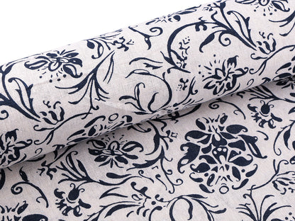 Tissu en coton/Imitation lin, épais, Fleurs - 1m