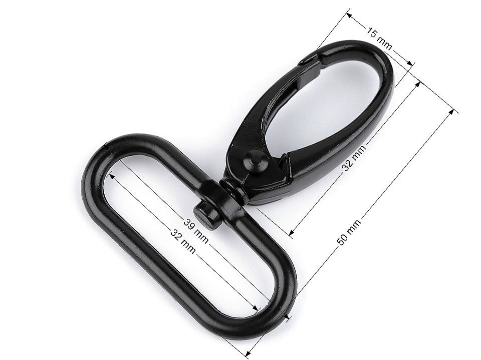 Mousqueton métallique pour sangle de 32 mm