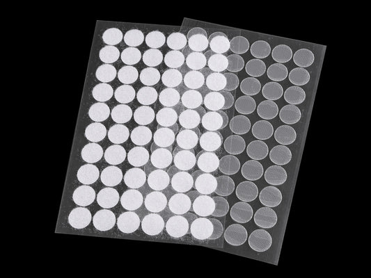 Cercles auto-adhésifs Velcro, Ø 15 mm, transparents - 1carte