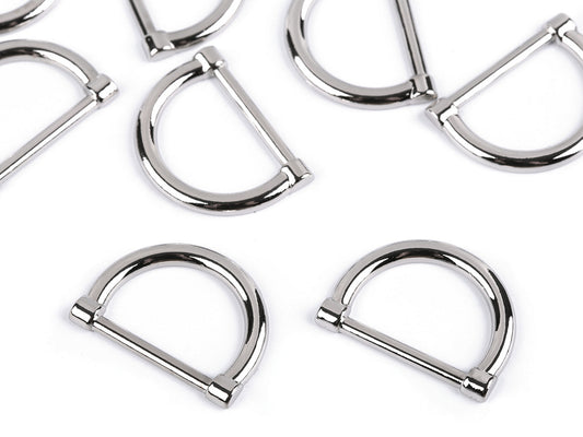 Demi-anneau plat/Anneau en D pour vêtements et accessoires, largeur 20 mm - 2pc