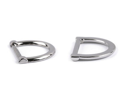 Demi-anneau plat/Anneau en D pour vêtements et accessoires, largeur 20 mm - 2pc