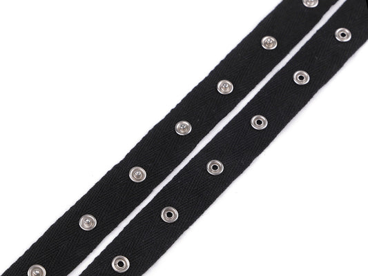 Ruban à boutons pression pour couture, coton, largeur 20 mm - 1m