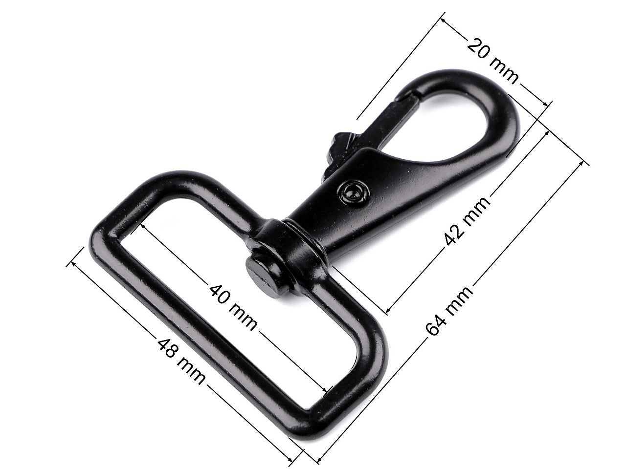 Mousqueton métallique pivotant, 40 mm