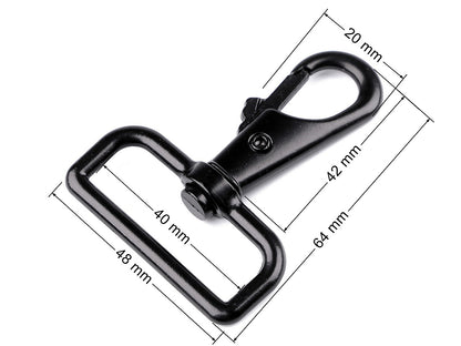 Mousqueton métallique pivotant, 40 mm