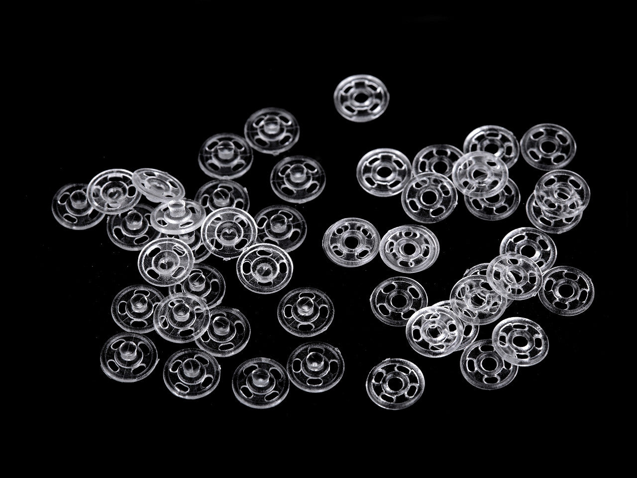 Boutons pressions en plastique transparent, Ø 7 mm - 100paire