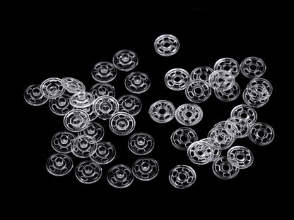 Boutons pressions en plastique transparent, Ø 7 mm - 100paire