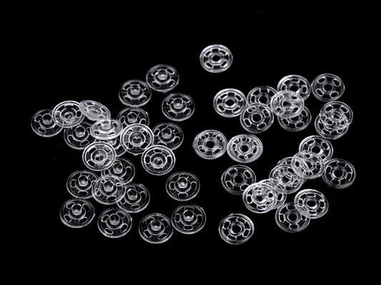 Boutons pressions en plastique transparent, Ø 7 mm - 100paire